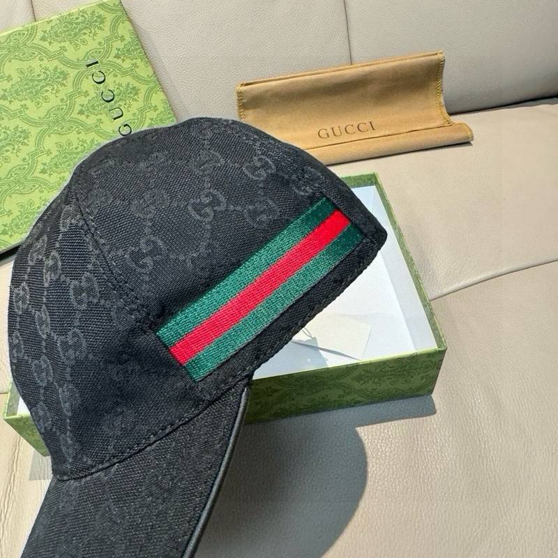 Casquette Gucci noire GG avec bande Web signature – Image 6