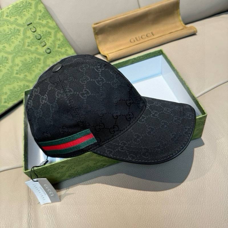 Casquette Gucci noire GG avec bande Web signature