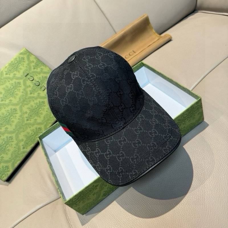 Casquette Gucci noire GG avec bande Web signature – Image 3