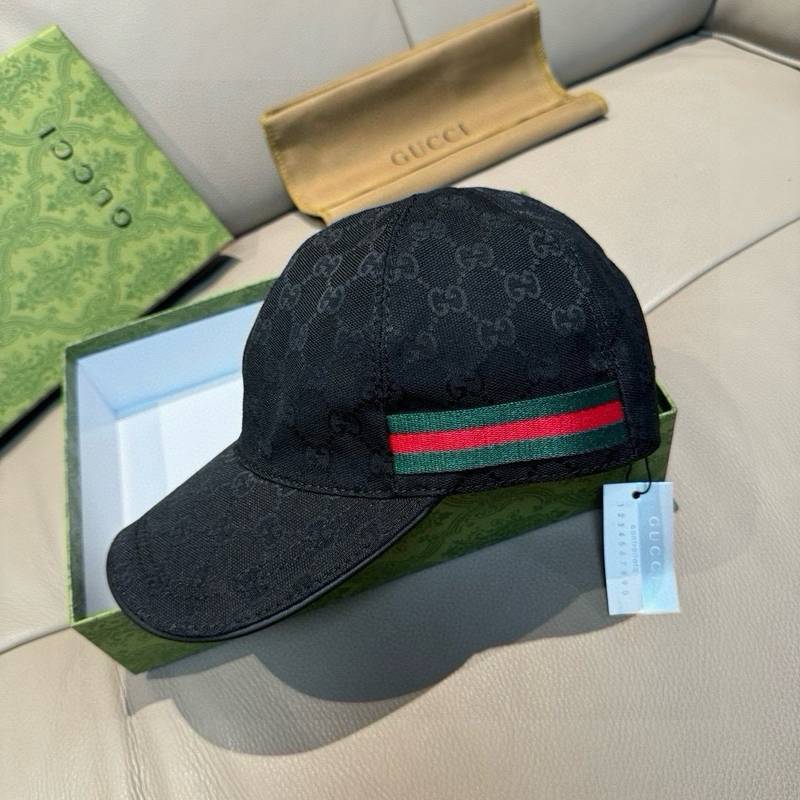 Casquette Gucci noire GG avec bande Web signature – Image 2